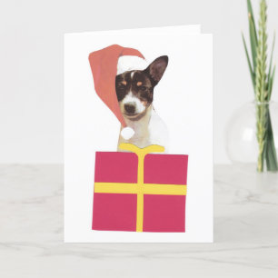Speelgoed Fox Terrier Santa Hat Feestdagen Kaart