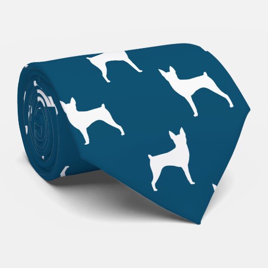 Speelgoed Fox Terrier Silhouetten Patroon Blauw en Stropdas (Opgerold)