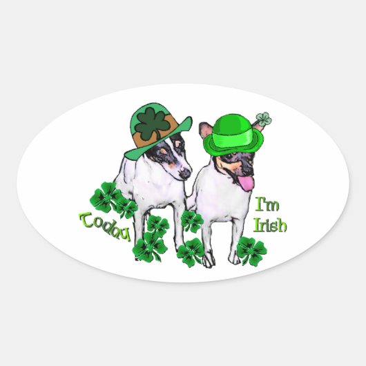 Speelgoed Fox Terrier St Pattys Ovale Sticker (Voorkant)