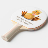 Speelgoed gele, smulpende pingpong tafeltennisbatje (Voorkant Gekanteld)