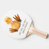 Speelgoed gele, smulpende pingpong tafeltennisbatje (Zijkant)