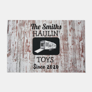 Speelgoed Hauler Doormat met Barnwood-achtergrond Deurmat