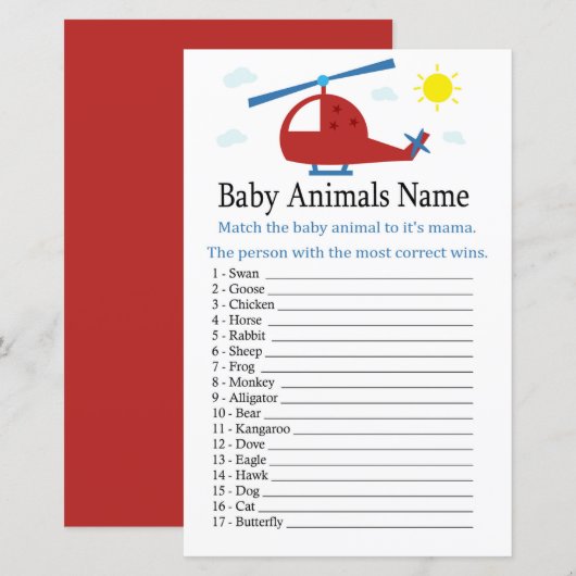 Speelgoed helikopter Baby Animals Name Game (Voorkant / Achterkant)