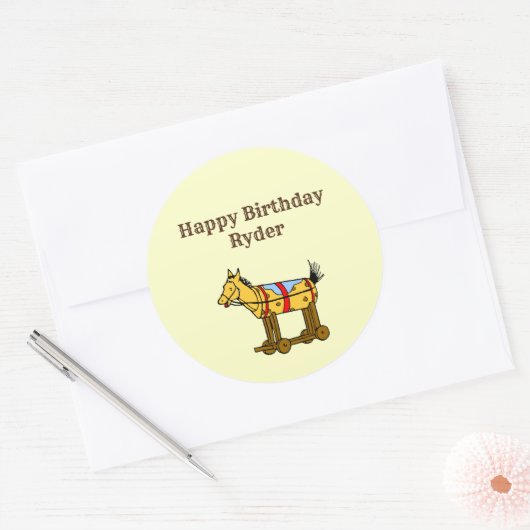 Speelgoed Horse  Art Bewerkbaar Western Ronde Sticker (Envelop)