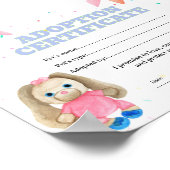 Speelgoed huisdier adoptie certificaat poster (Hoek)