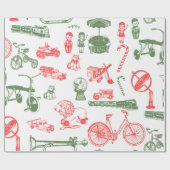 Speelgoed kerstcadeaus rood groen wit Cadeaupapier (Vlak)