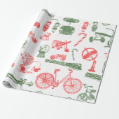  Speelgoed kerstcadeaus rood groen wit Cadeaupapier (Uitgerold)