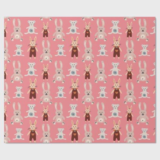 Speelgoed kinderen roze Teddy Bear Cadeaupapier (Vlak)