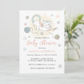 Speelgoed kleine kitten Baby Girl Shower Kaart (Staand voorkant)