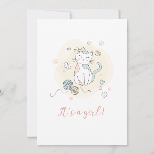 Speelgoed kleine kitten Baby Girl Shower Kaart (Achterkant)