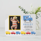 Speelgoed Kleurengoed Transport Baby Boy Foto gebo Aankondiging (Staand voorkant)