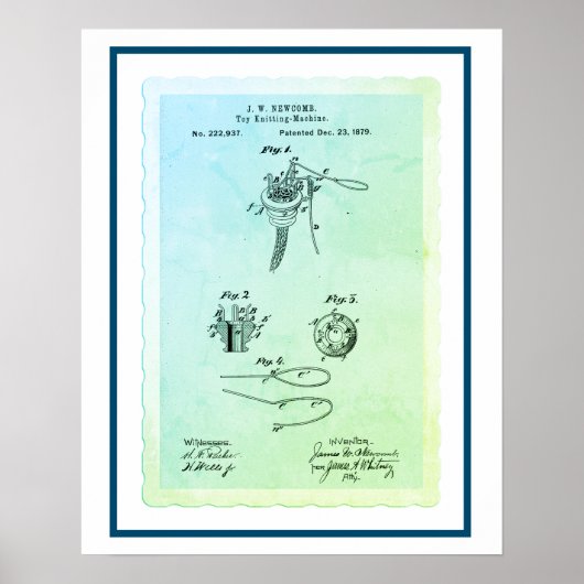  Speelgoed Knitting Machine Patent Poster (Voorkant)