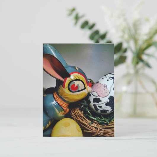 Speelgoed Konijn en koe-ei Briefkaart (Staand voorkant)