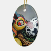 Speelgoed Konijn en koe-ei Keramisch Ornament (Links)