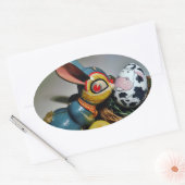 Speelgoed Konijn en koe-ei Ovale Sticker (Envelop)