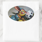Speelgoed Konijn en koe-ei Ovale Sticker (Tas)