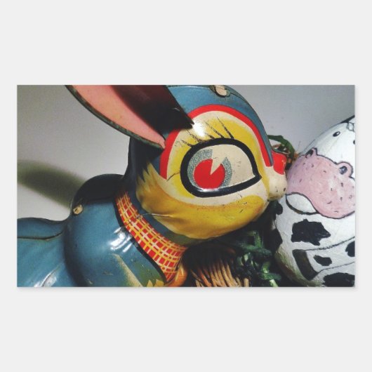 Speelgoed Konijn en koe-ei Rechthoekige Sticker (Voorkant)