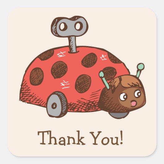  Speelgoed lieveheersbeestje dank je Vierkante Sticker (Voorkant)