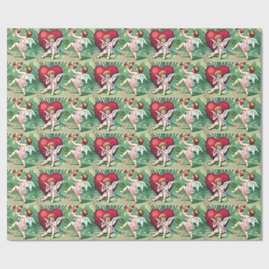 Speelgoed met cupids Retro Cute  Valentijn Hearts Cadeaupapier (Vlak)