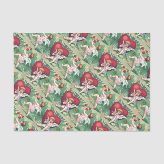 Speelgoed met cupids Retro Cute  Valentijn Hearts Tissuepapier (Voorkant)