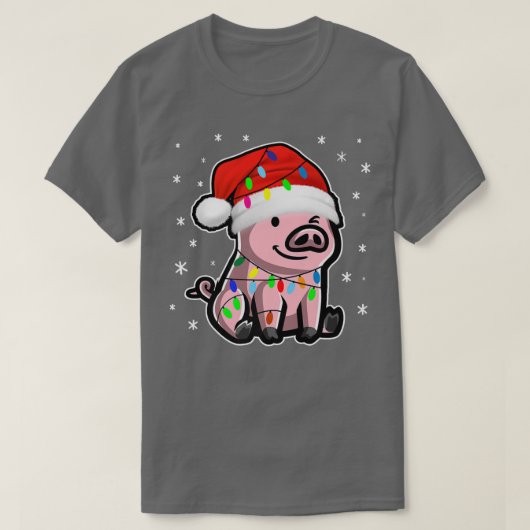 Speelgoed met kerstverlichting voor varkensoverval t-shirt (Design voorkant)