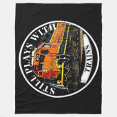 Speelgoed met Oranje zwarte-dieseltrein Fleece Deken (Voorkant)