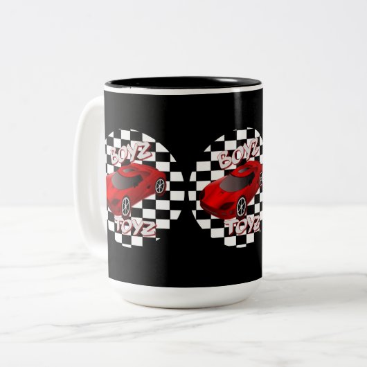 Speelgoed met rode Mok voor sportauto's (Voorkant links)