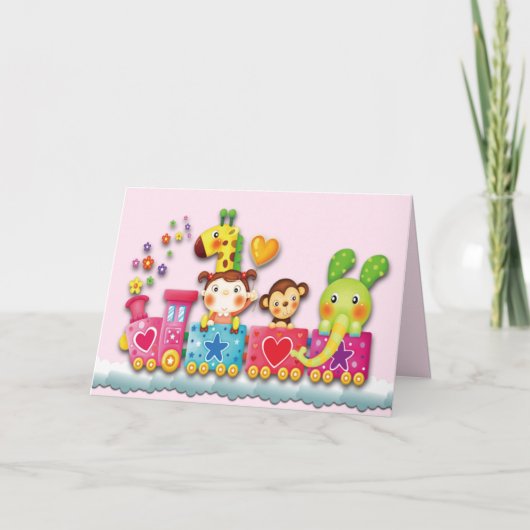 Speelgoed met stut op een trein aanpassen Bericht Bedankkaart (Voorkant)