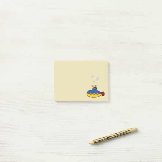 Speelgoed onderzeeër met 3 waterbellen post-it® notes (Op bureau)