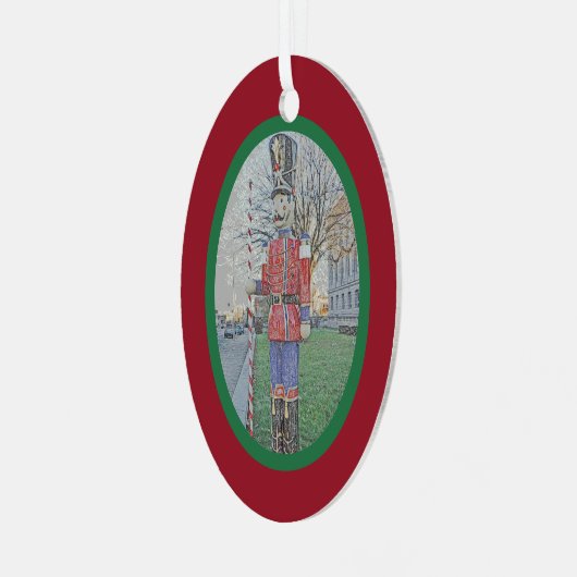 SPEELGOED-OPLOSMIDDEL/NUTCRACKER-FIGUREREN METALEN ORNAMENT (Voorkant links)