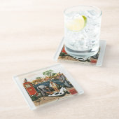 Speelgoed opvliegend strand glazen onderzetter (Schuin)