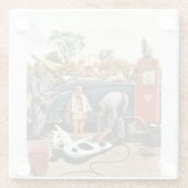 Speelgoed opvliegend strand glazen onderzetter (Achterkant)