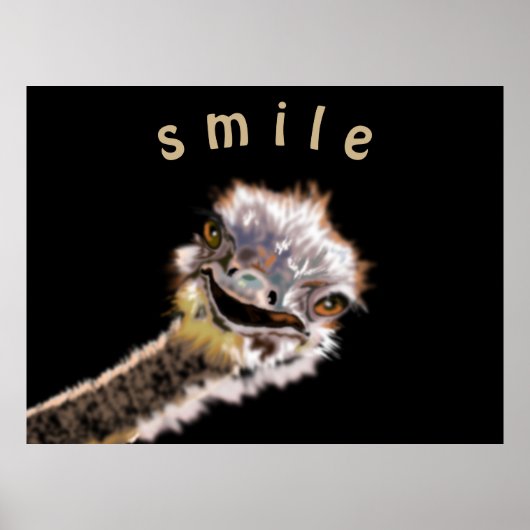 Speelgoed Ostrich Poster Smile - Uw kleur - Tekst (Voorkant)