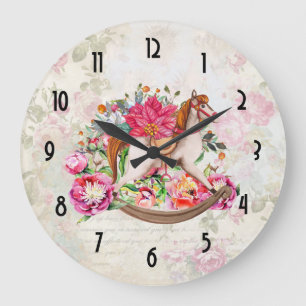  speelgoed paard met Poinsettia Bouquet Grote Klok