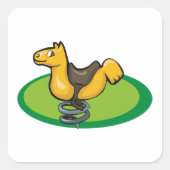 Speelgoed Paard Veer Ruiter Vierkante Sticker (Voorkant)
