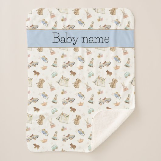  Speelgoed Patroon Baby Boy Wieg kinderwagen Sherpa Deken (Voorkant)