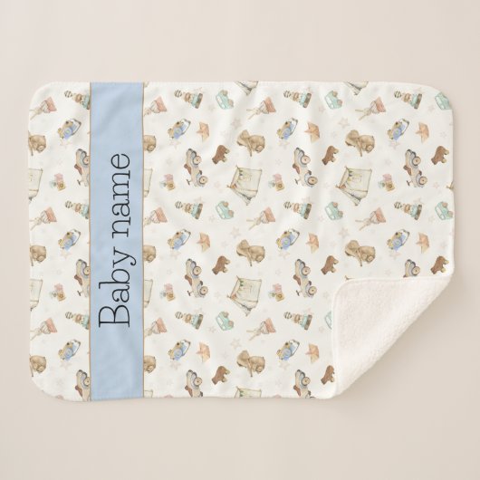  Speelgoed Patroon Baby Boy Wieg kinderwagen Sherpa Deken (Voorkant (horizontaal))