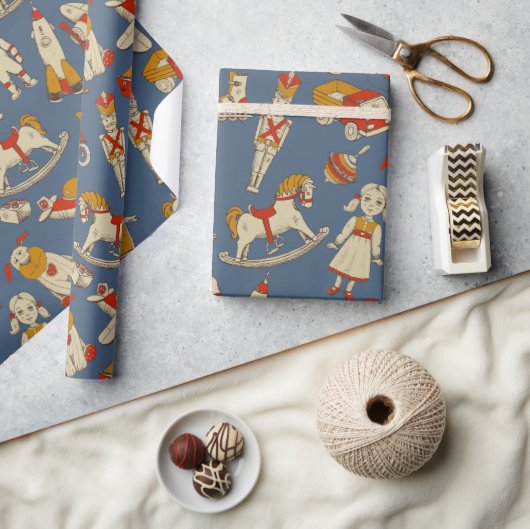 Speelgoed Patroon Rood/Goud ID783 Cadeaupapier (Crafts)