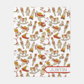  Speelgoed Patroon Rood/Goud ID783 Fleece Deken (Voorkant)