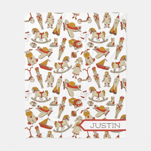  Speelgoed Patroon Rood/Goud ID783 Fleece Deken (Voorkant)