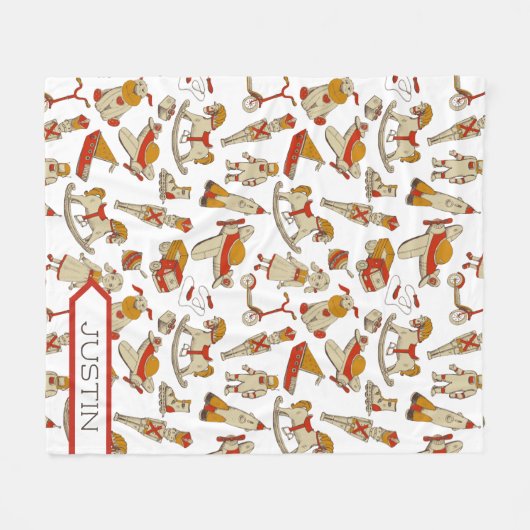  Speelgoed Patroon Rood/Goud ID783 Fleece Deken (Voorkant (Horizontaal))