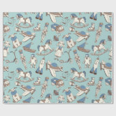  Speelgoed Patroonblauw/bruin ID783 Cadeaupapier (Vlak)