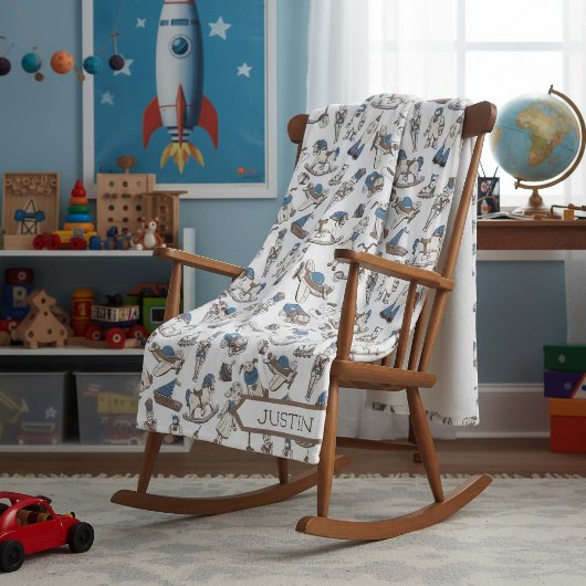  Speelgoed Patroonblauw/bruin ID783 Fleece Deken