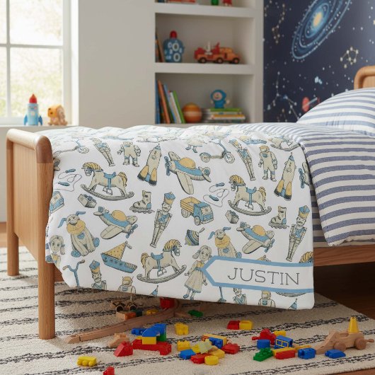  Speelgoed Patroonblauw/Geel ID783 Fleece Deken