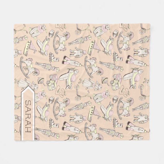  Speelgoed Patroonroze/Geel ID783 Fleece Deken (Voorkant (Horizontaal))