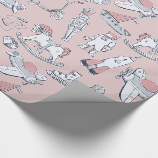  Speelgoed Patroonroze/grijs ID783 Cadeaupapier (Hoek)