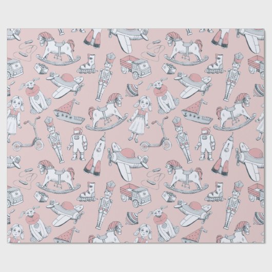 Speelgoed Patroonroze/grijs ID783 Cadeaupapier (Vlak)