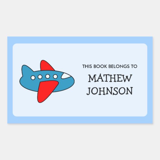 Speelgoed Plane Book Label stickers | Schoolmateri (Voorkant)