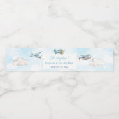 Speelgoed Plane White Clouds Boy Baptism Birthday  Waterfles Etiket (Enkel label)