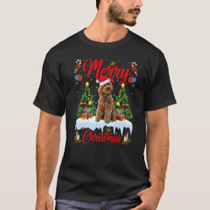 Speelgoed poeblaaddog lampjes met kerstboom Santa T-shirt